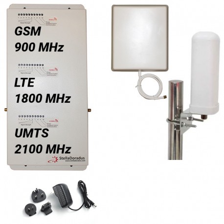 Ripetitore Amplificatore StellaHome Tri Band GSM, UMTS / 3G, LTE / 4G 1800MHz - SD-RP1002-GDW - 1000mq - Omni Esterna