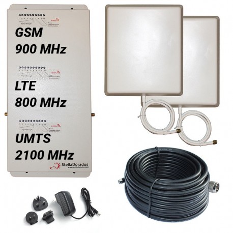 R3-SOHO - Ripetitore Amplificatore Stelladoradus - Tri Band GSM, UMTS / 3G, LTE / 4G 800MHz - 1000mq - Pannello Esterno